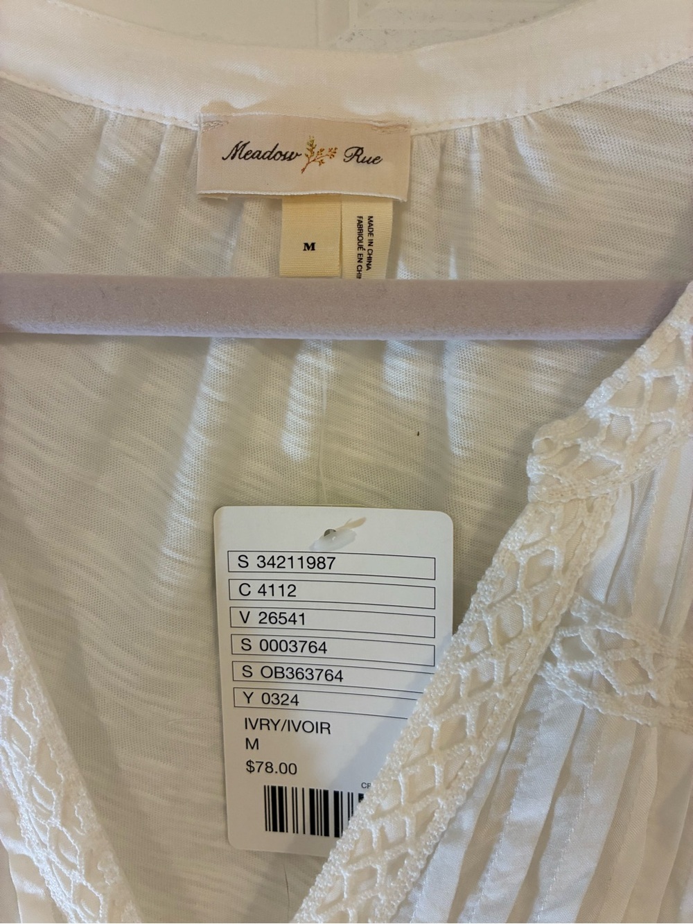 NEW! Anthropologie Meadow Rue Cotton Blouse M - Picture 3 of 6